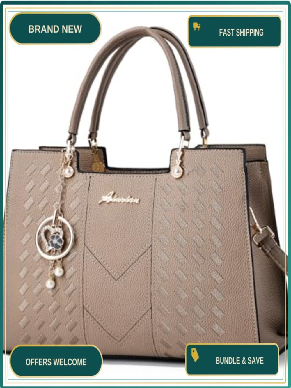PU Leather Satchel Tote Crossbody Top Handle Purse with Zipper